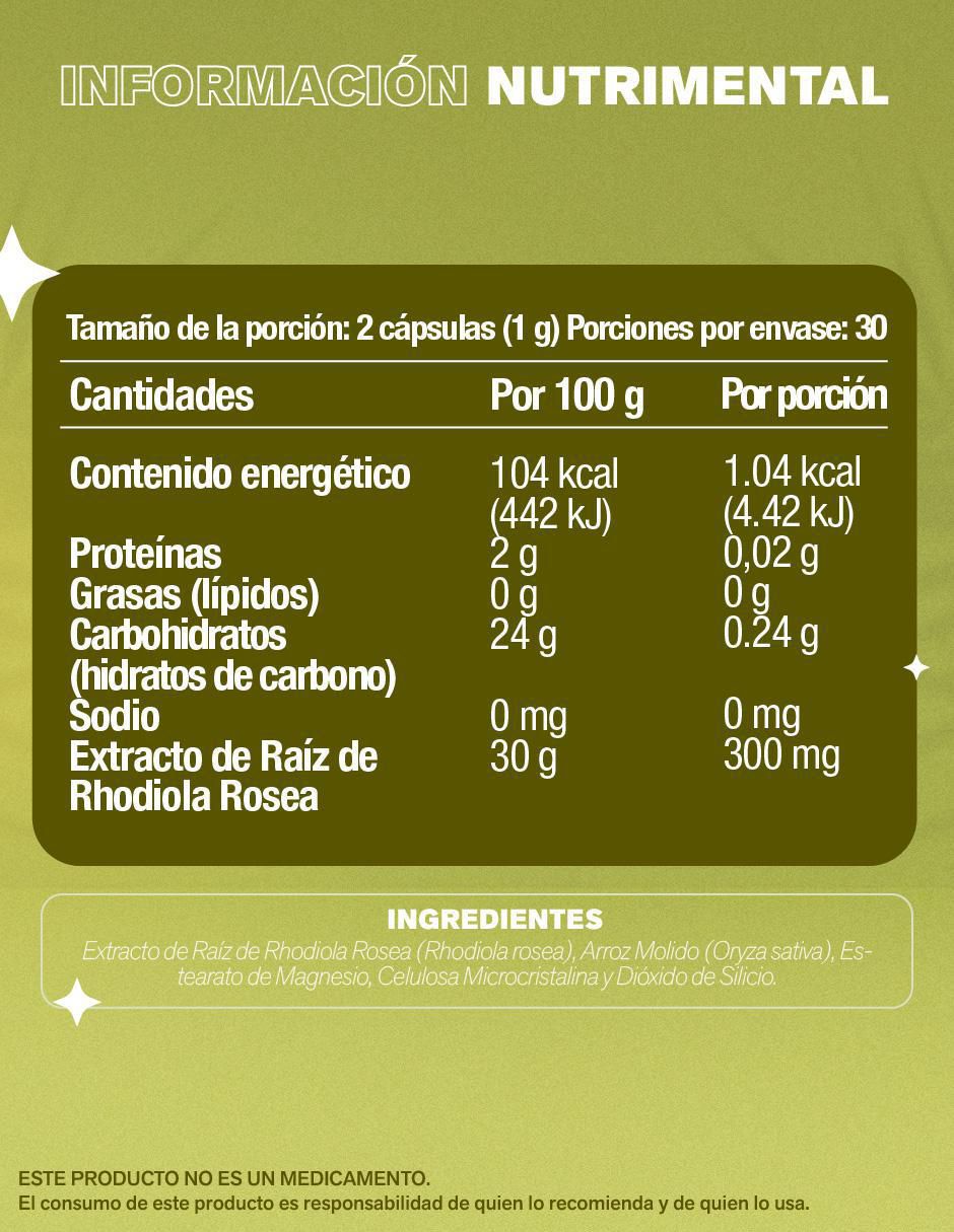 Rhodiola Rosea de 60 cápsulas Rhodiola Rosea de 60 cápsulas