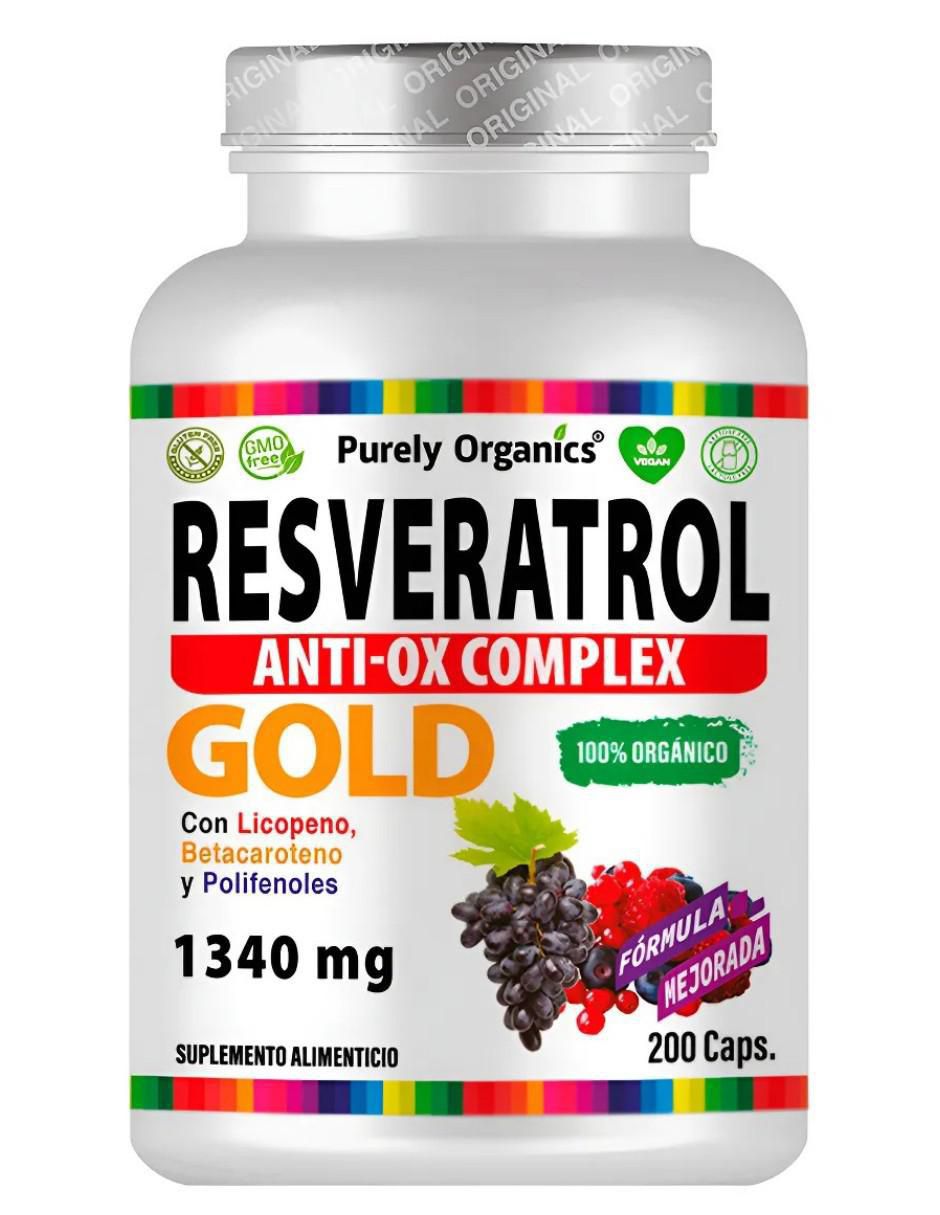 Resveratrol gold nuvamex de 200 cápsulas purely organics con resveratrol de 250 g