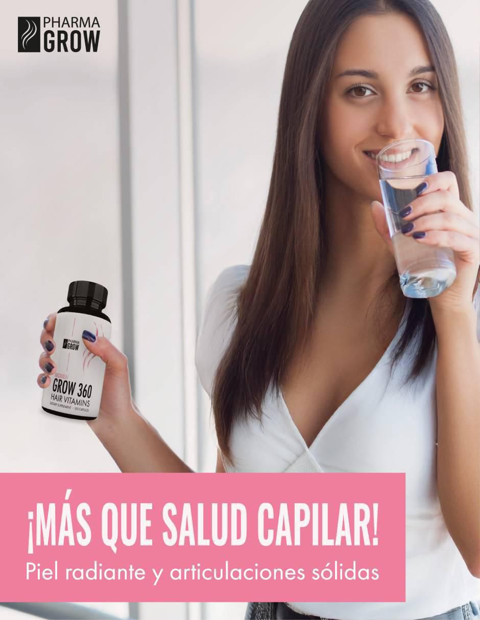 Pharma grow grow 360 hair vitamins suplemento para la caída y fortalecimiento del cabello para mujer Pharma Grow multivitaminico