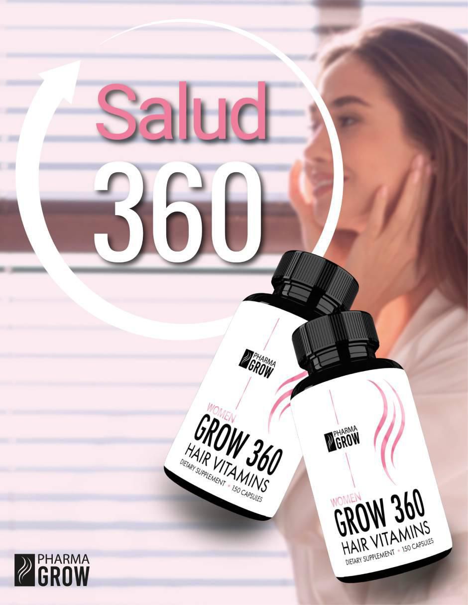 Pharma grow grow 360 hair vitamins suplemento para la caída y fortalecimiento del cabello para mujer Pharma Grow multivitaminico