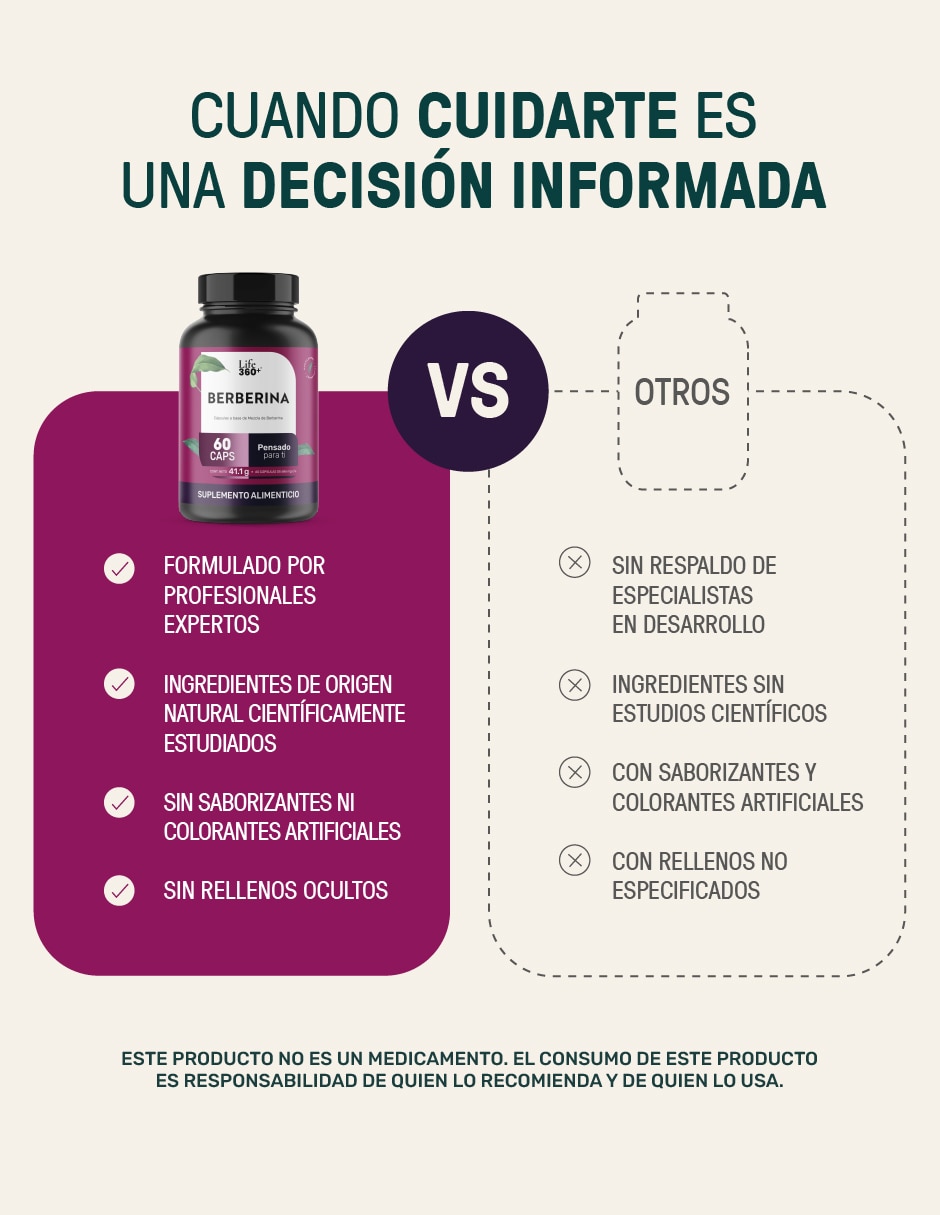 Suplemento alimenticio Life360 + Berberina 7
