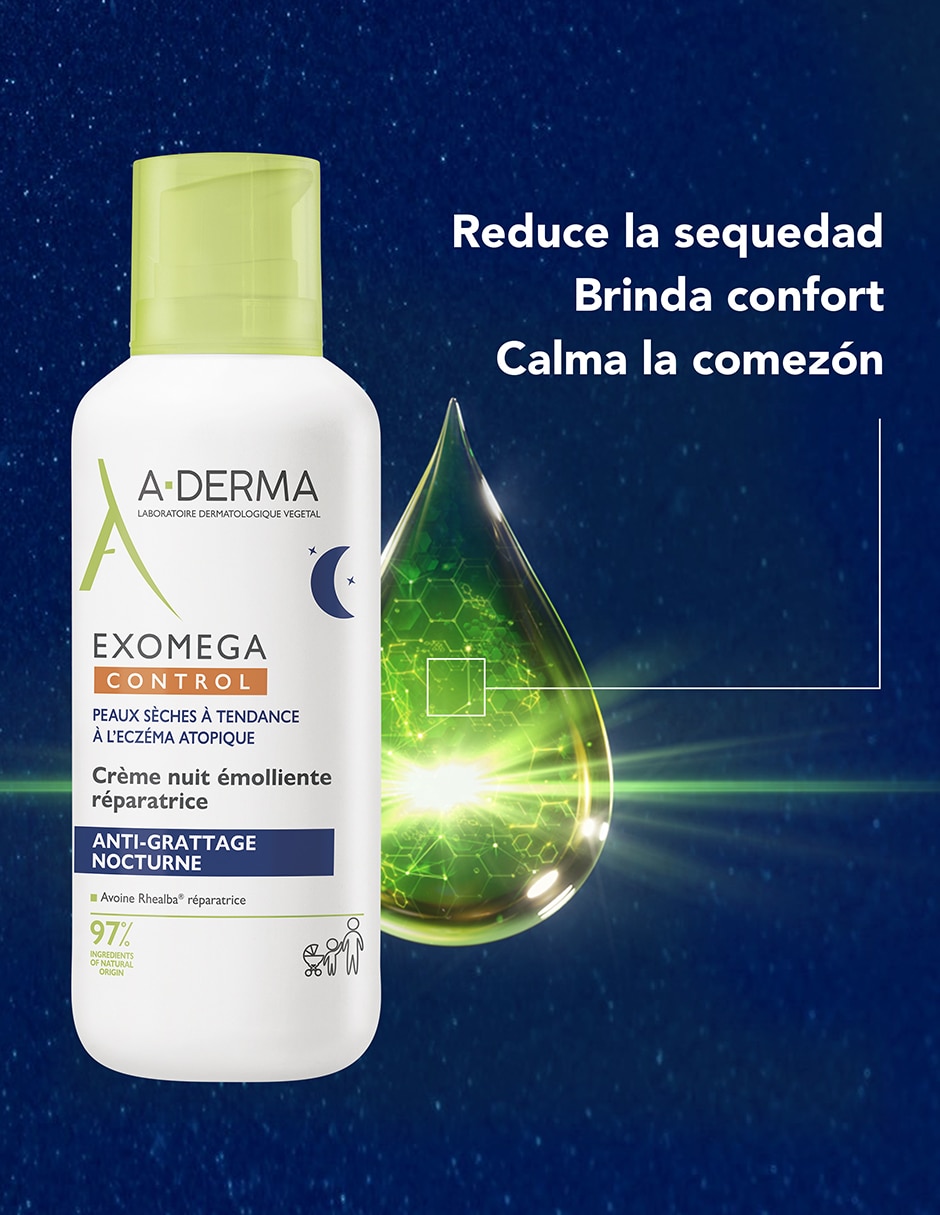 Crema para cuerpo recomendada para calmar la piel de noche crisis de comezon Aderma Exomega 400 ml para piel seca y sensible