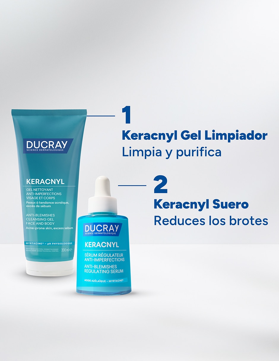 Limpiador facial Keracnyl piel grasa 200 ml para acné 3