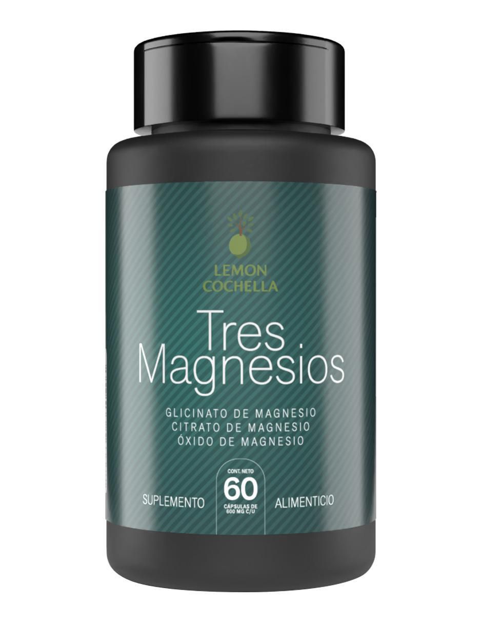 Tres magnesios Lemon Cochella con glicinato de magnesio, citrato de magnesio y oxido de magnesio de 60 cápsulas