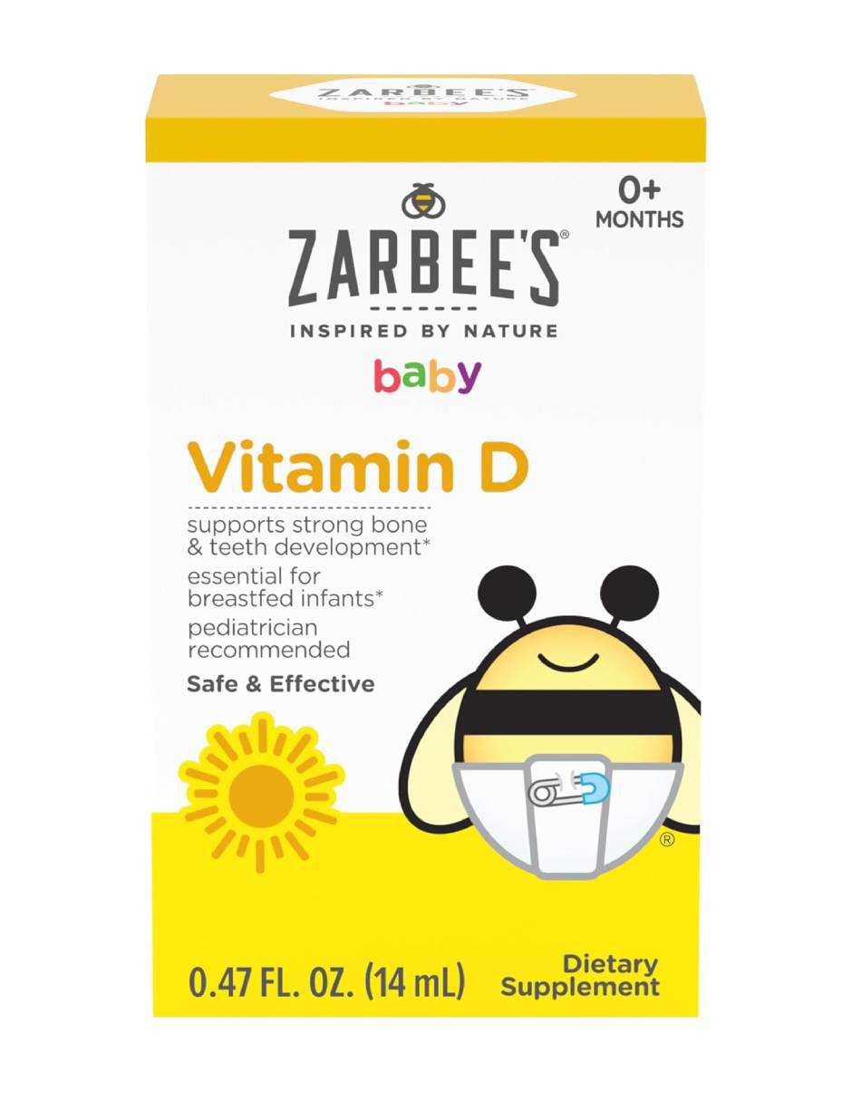 Zarbee’s Naturals Vitamina D para Bebés 14 ml Suplemento Infantil para desarrollo Óseo y Dental