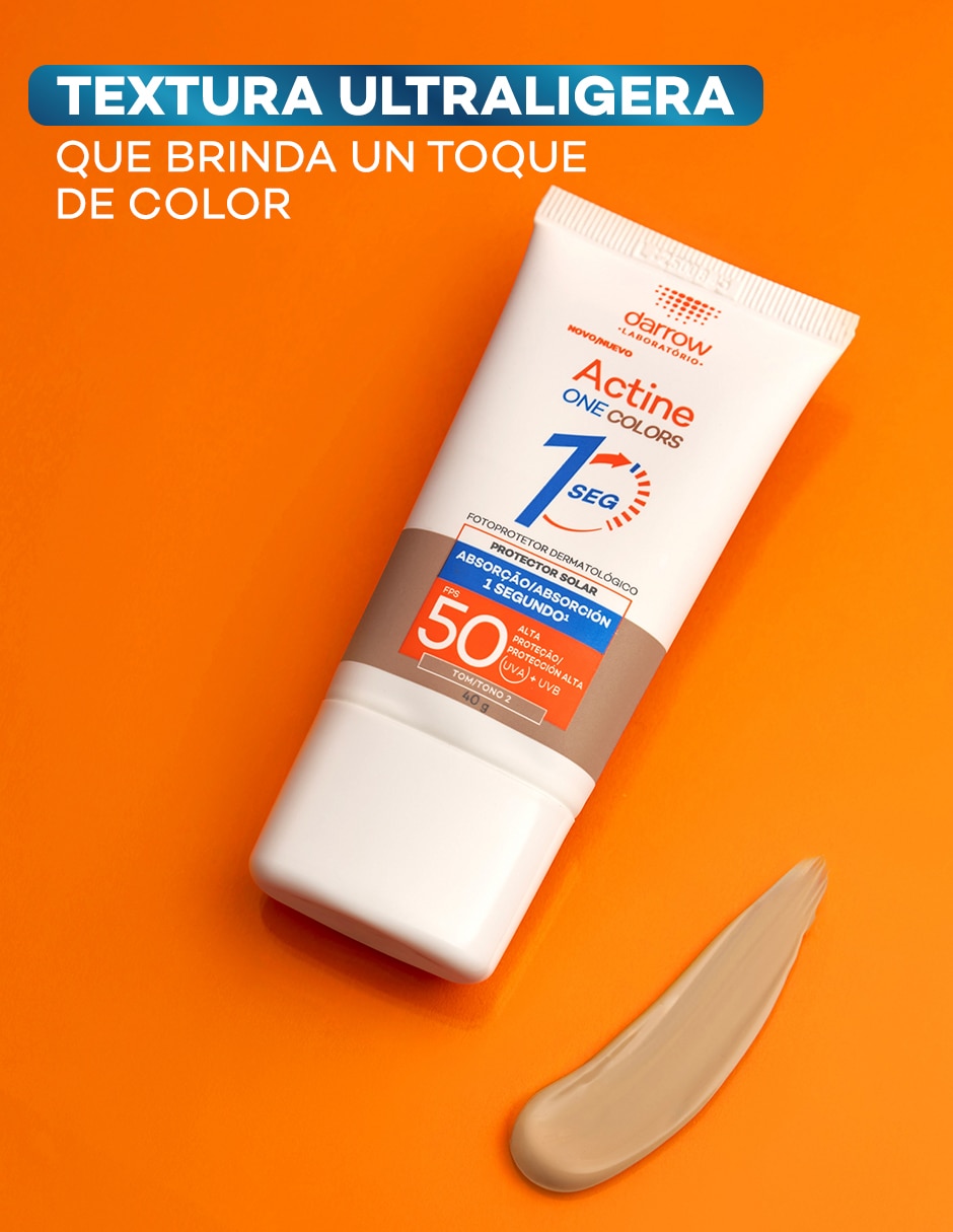 Protector solar FPS 50 Actine One Colors Tono 2 Textura Ultraligera Darrow 3