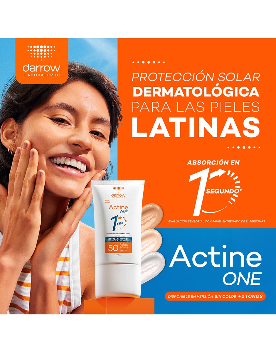 Protector solar FPS 50 Actine One Colors Tono 2 Textura Ultraligera Darrow 4