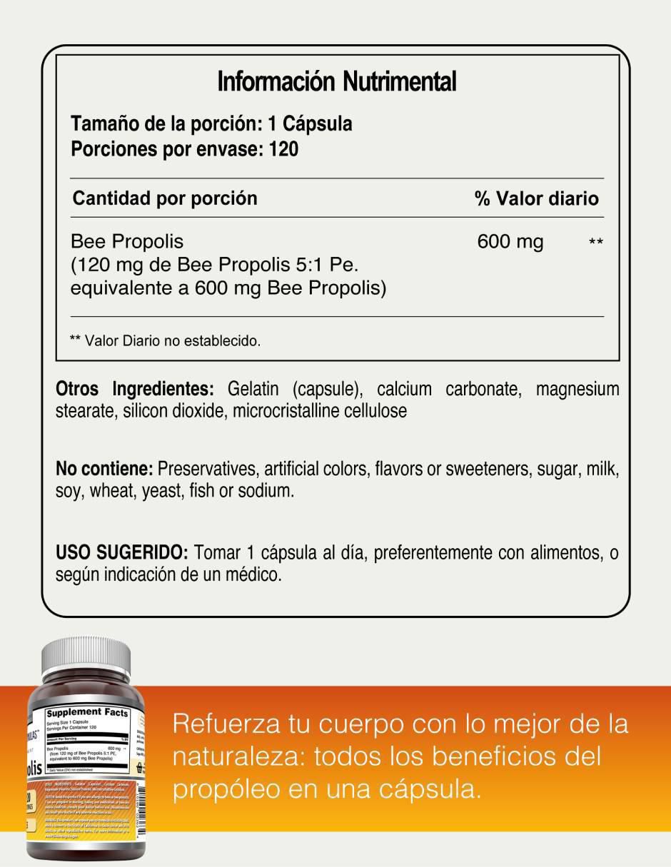 Suplemento refuerzo inmunológico y antioxidante natural con bee propolis de 120 cápsulas Suplemento refuerzo inmunológico y antioxidante natural con bee propolis de 120 cápsulas