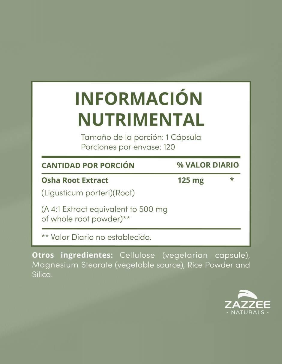Suplemento salud pulmonar y respiratoria con extracto de raíz de osha de 120 cápsulas Suplemento salud pulmonar y respiratoria con extracto de raíz de osha de 120 cápsulas