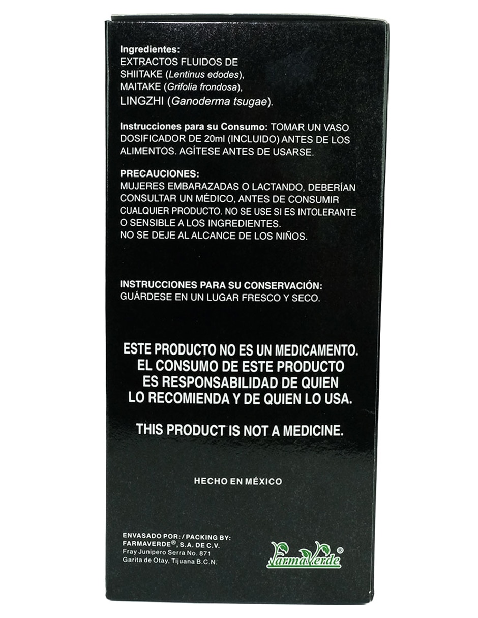 Suplemento alimenticio hongos shiitake maitake y lingzhi de 900 ml 2