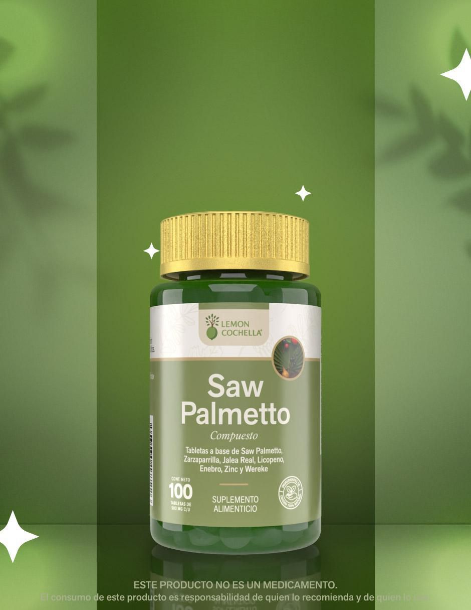 Saw palmetto Lemon Cochella con zarzaparilla, jalea real, licopeno, enebro, zinc y wereke de 100 tab