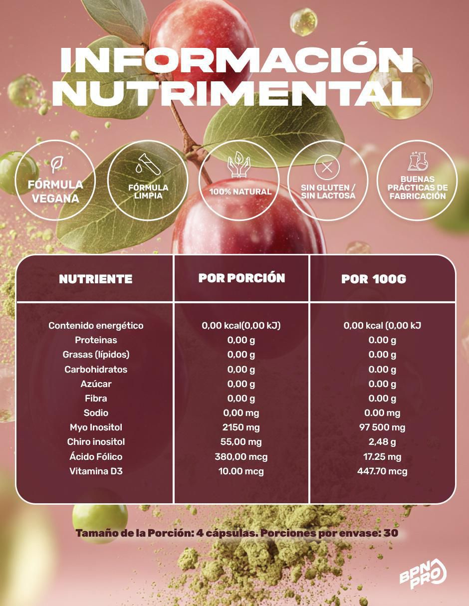 Myo & Chiro Inositol con ácido fólico y vitamina D3 BPN PRO 120 cápsulas