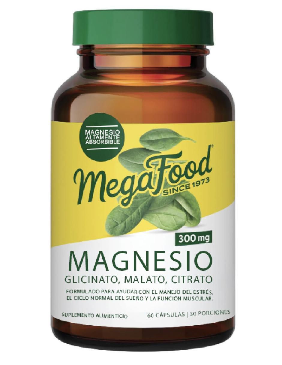 Glicinato Malato Citrato Magnesio Megafood de 60 cápsulas