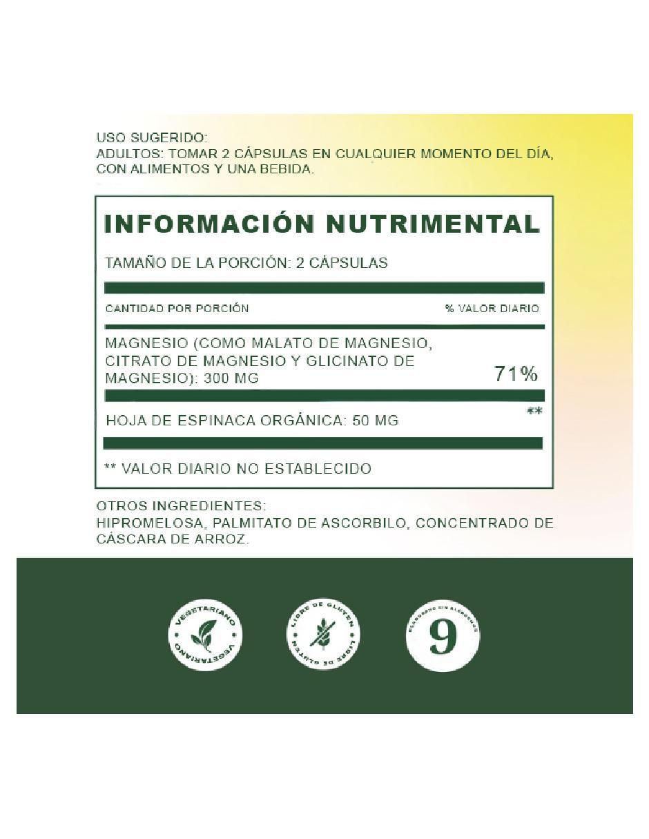 Glicinato Malato Citrato Magnesio Megafood de 60 cápsulas