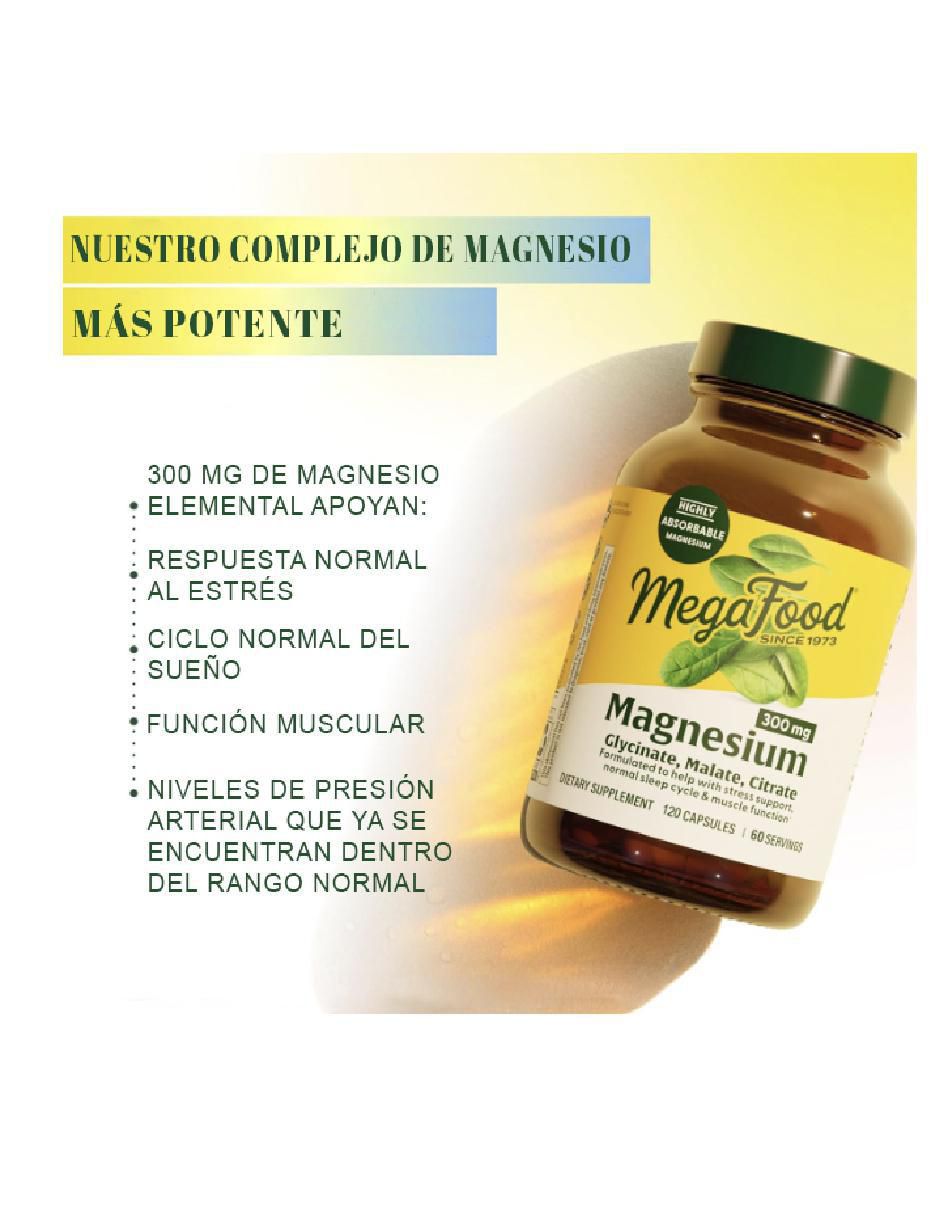 Glicinato Malato Citrato Magnesio Megafood de 60 cápsulas