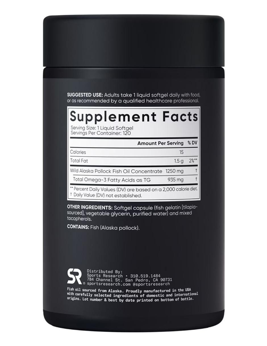 Aceite de pescado Alaskan con omega 3 sabor natural de 120 cápsulas