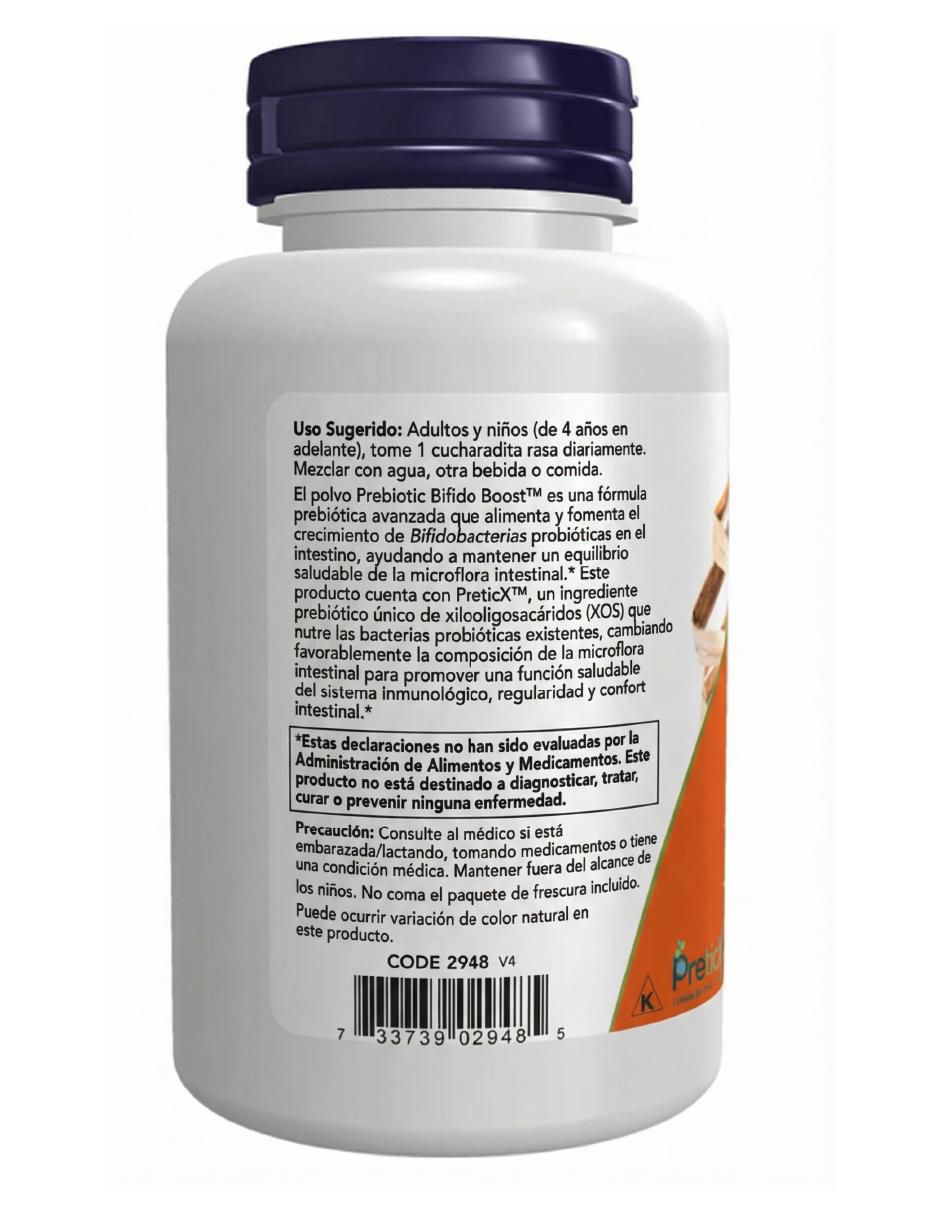 Prebiótico en polvo con preticX XOS bifido Now de 85 G
