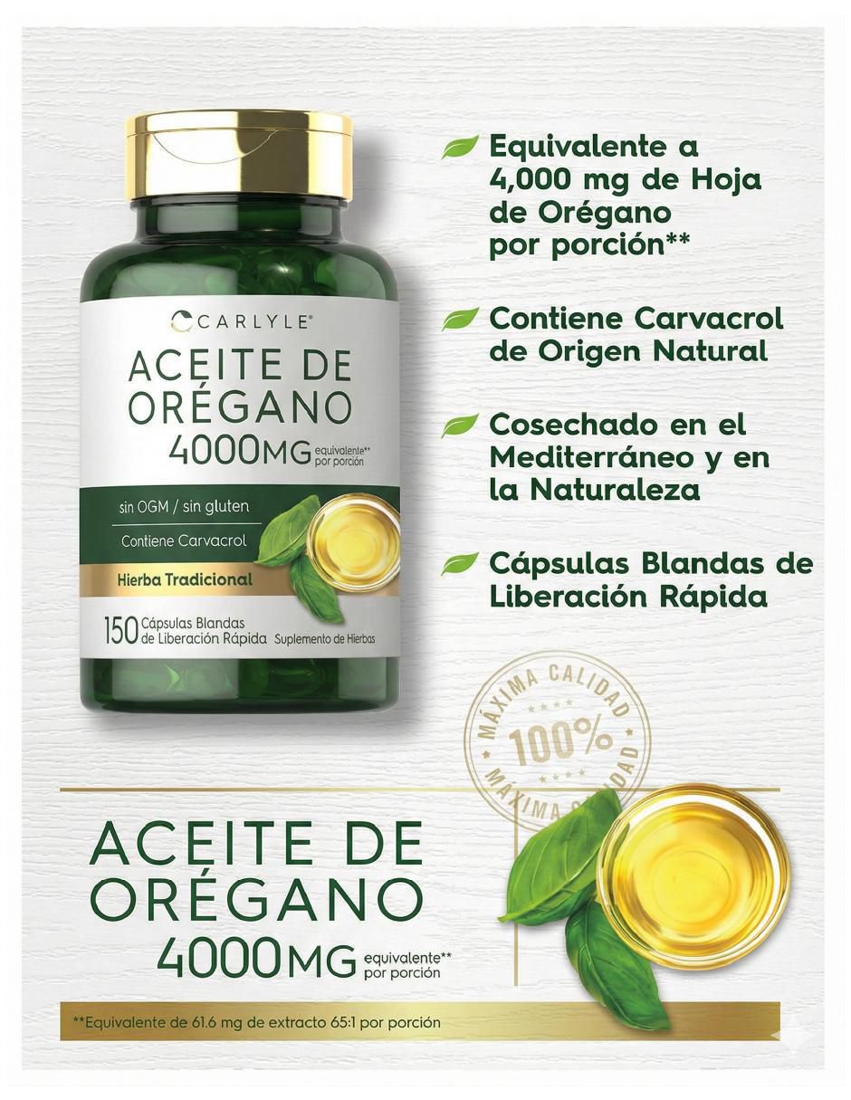Aceite orégano sabor herbal de 150 cápsulas Aceite orégano sabor herbal de 150 cápsulas