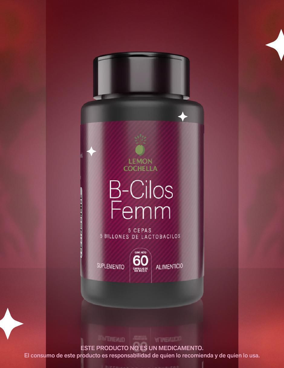 B-Cilos Femm con 5 billones de probióticos sabor natural de 60 cápsulas 5