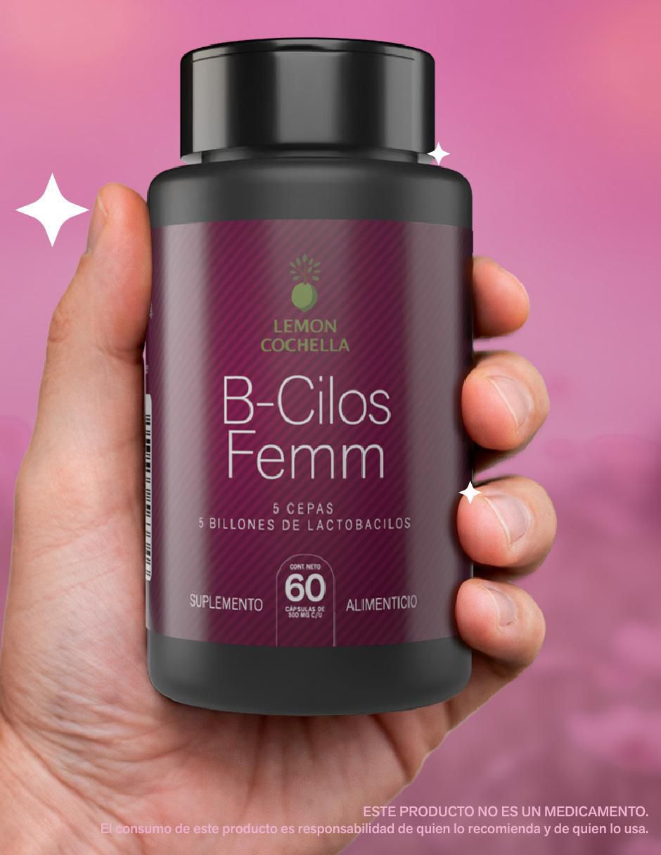 B-Cilos Femm con 5 billones de probióticos sabor natural de 60 cápsulas