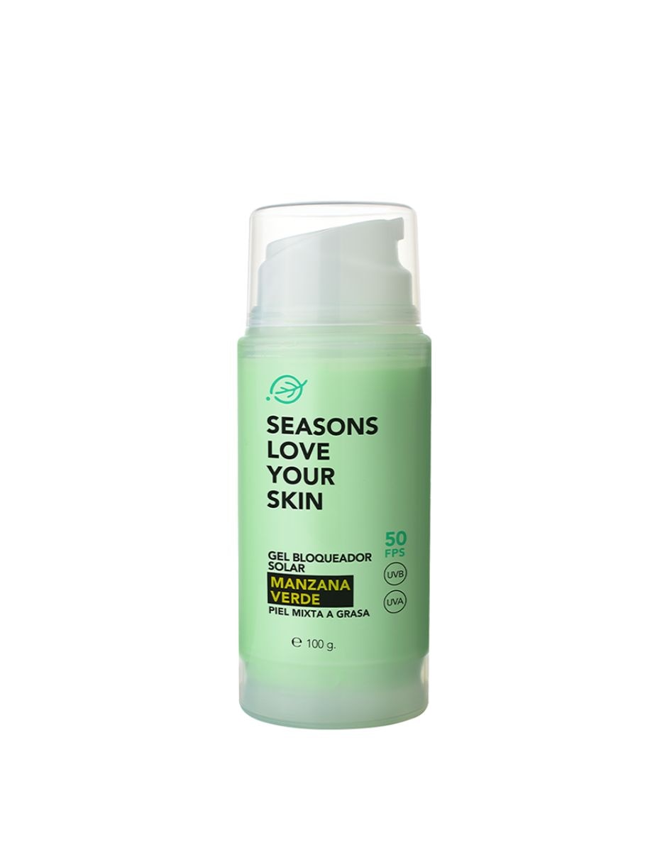 Kit de bloqueador solar FPS 50 Gel bloqueador seasons manzana verde 100g + Stick 15ml seasons solares