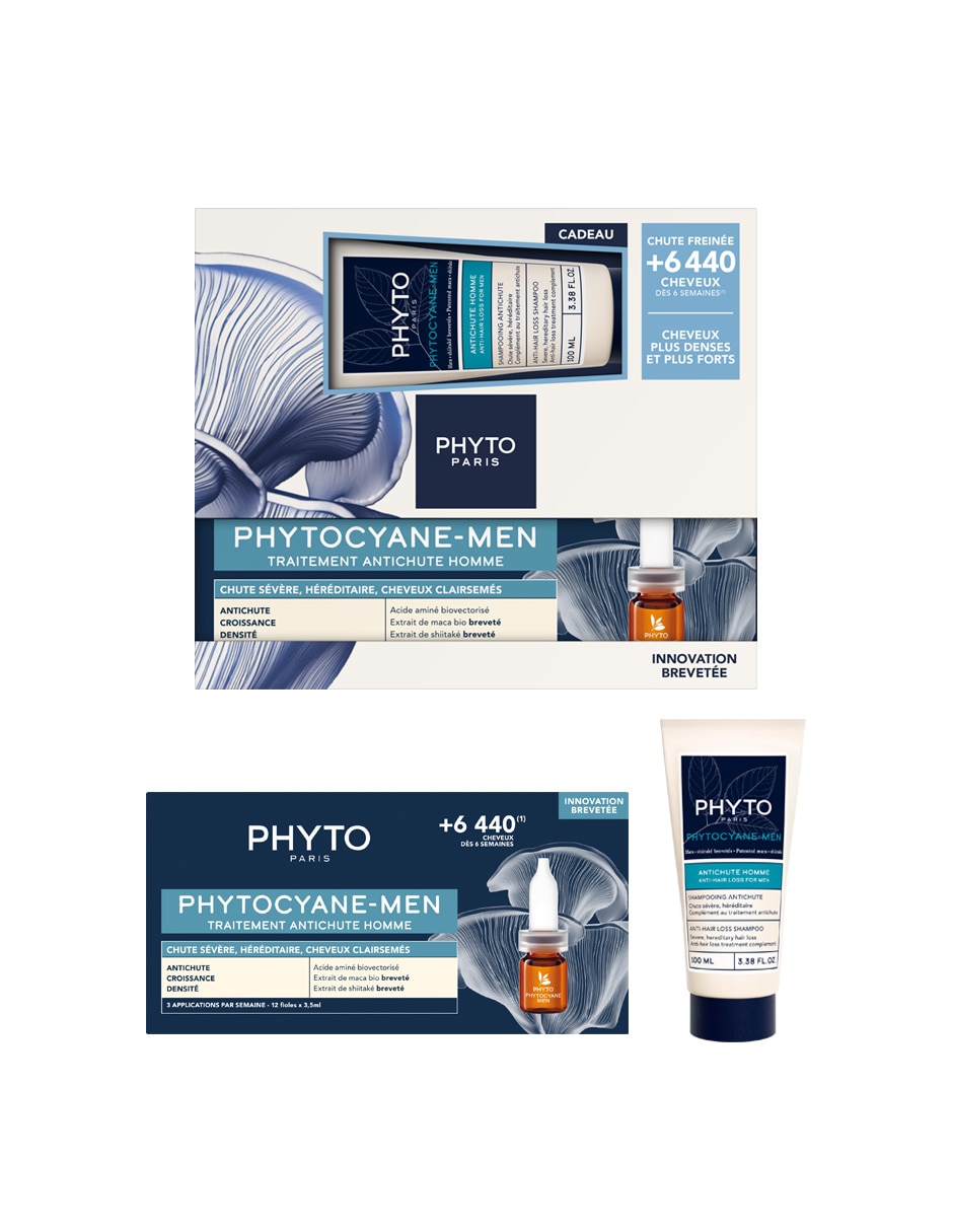 Kit tratamiento para cuero cabelludo Set anticaída progresiva para hombre capilar Phyto