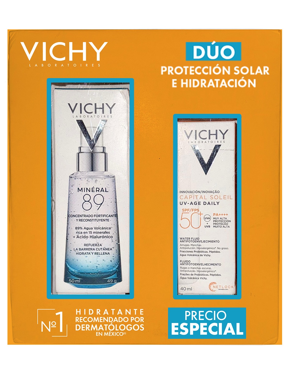 Kit de protector solar FPS 50+ UV Age Daily + Mineral 89 Booster Capital Soleil