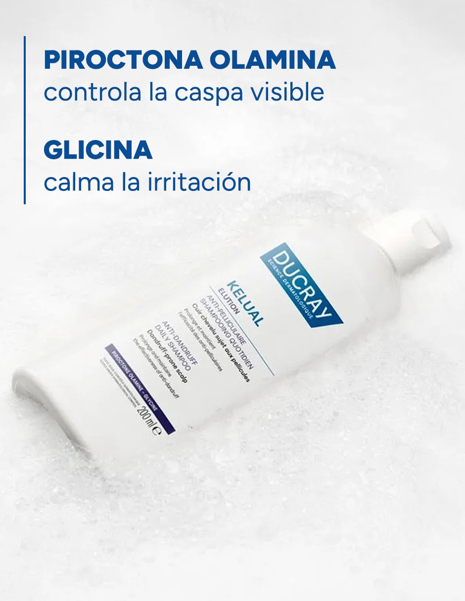 Shampoo dermatológico caspa grasa para cabello graso kelual elution ducray 200 ml 3