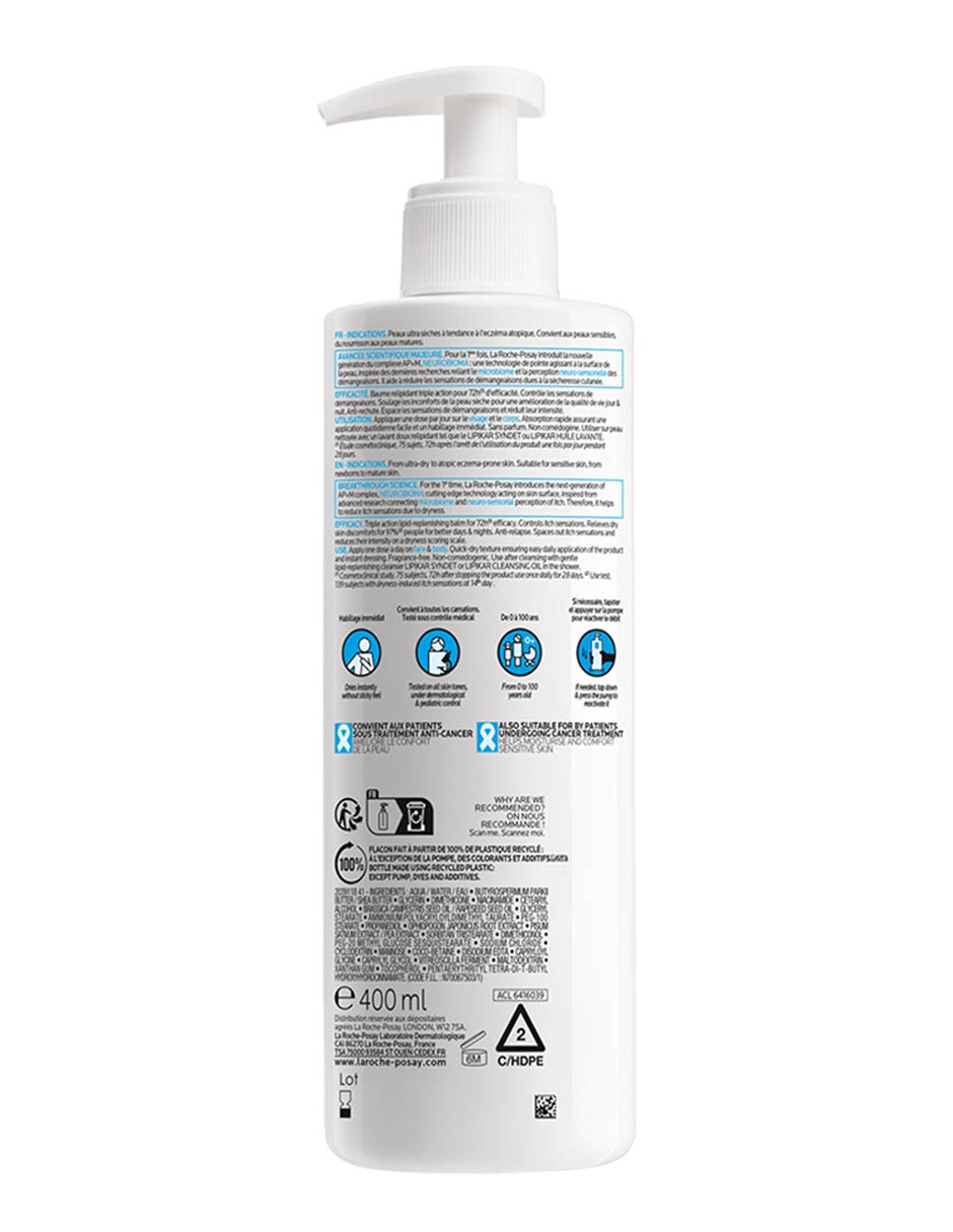 Crema facial para calmar y aliviar la piel de día La Roche Posay Lipikar Baume Ap+M para piel seca