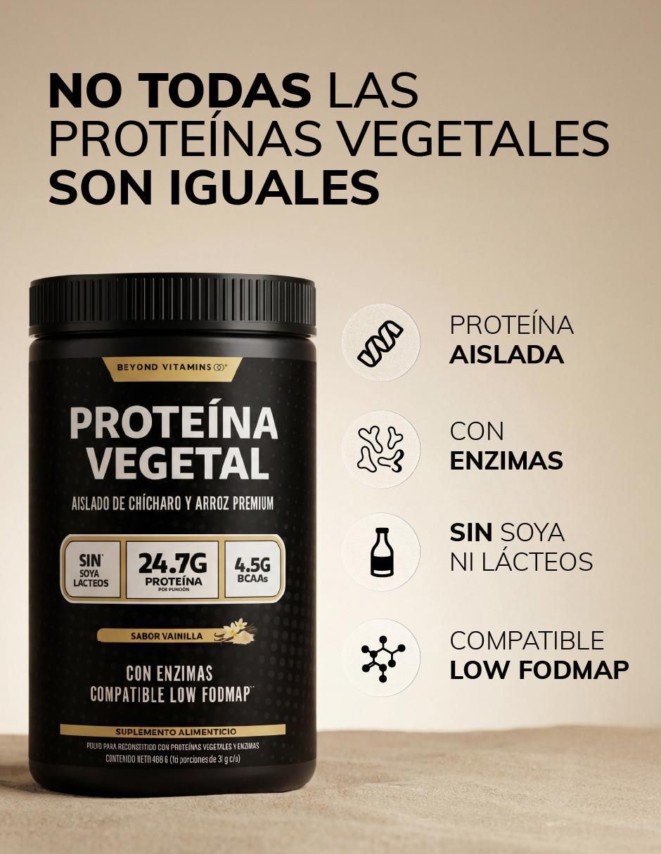 Proteína Vegetal Aislada de Arroz y Chícharo Beyond Vitamins sabor vainilla de 550 g