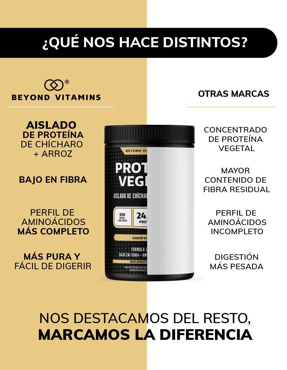 Proteína Vegetal Aislada de Arroz y Chícharo Beyond Vitamins sabor vainilla de 550 g