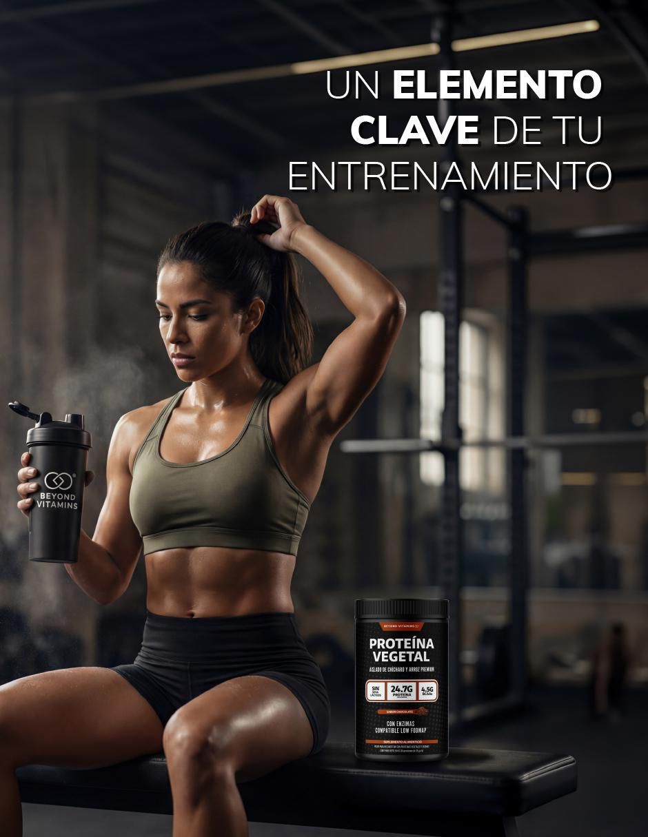 Proteína vegetal aislada arroz y chícharo Beyond Vitamins con proteína vegetal sabor chocolate de 454 g