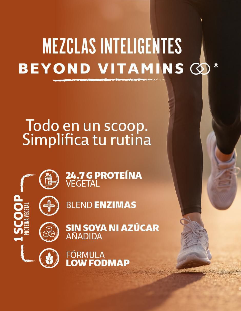 Proteína vegetal aislada arroz y chícharo Beyond Vitamins con proteína vegetal sabor chocolate de 454 g