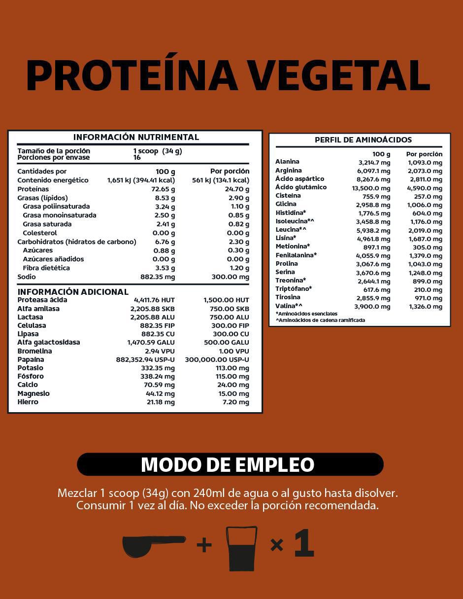 Proteína vegetal aislada arroz y chícharo Beyond Vitamins con proteína vegetal sabor chocolate de 454 g