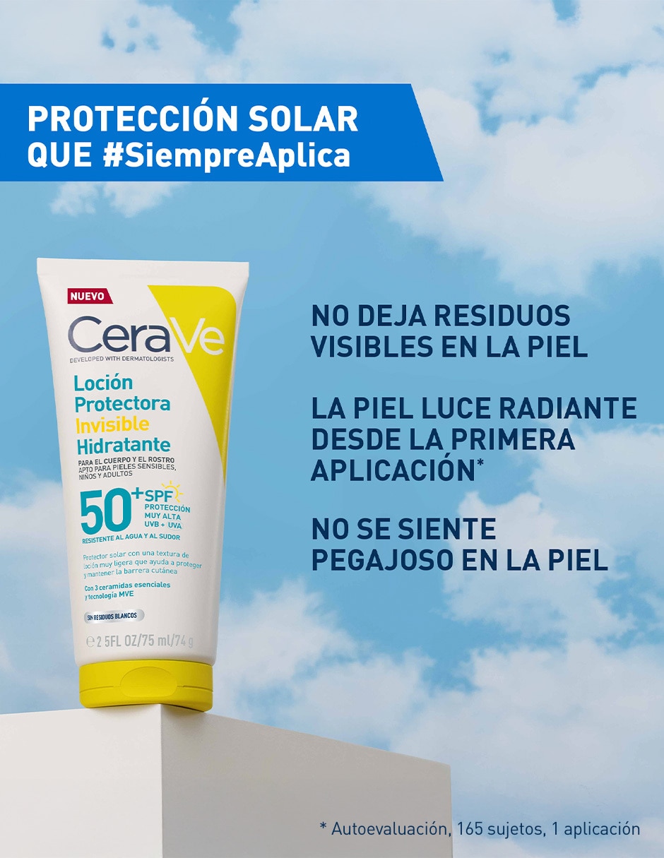 Protector solar fps 50 cerave loción protectora invisible hidratante 50fps 75ml cerave suncare