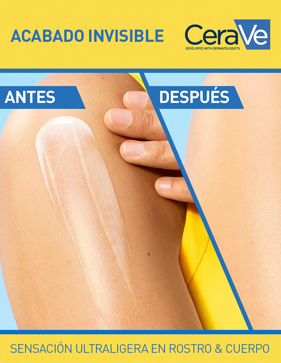 Protector solar fps 50 cerave loción protectora invisible hidratante 50fps 75ml cerave suncare