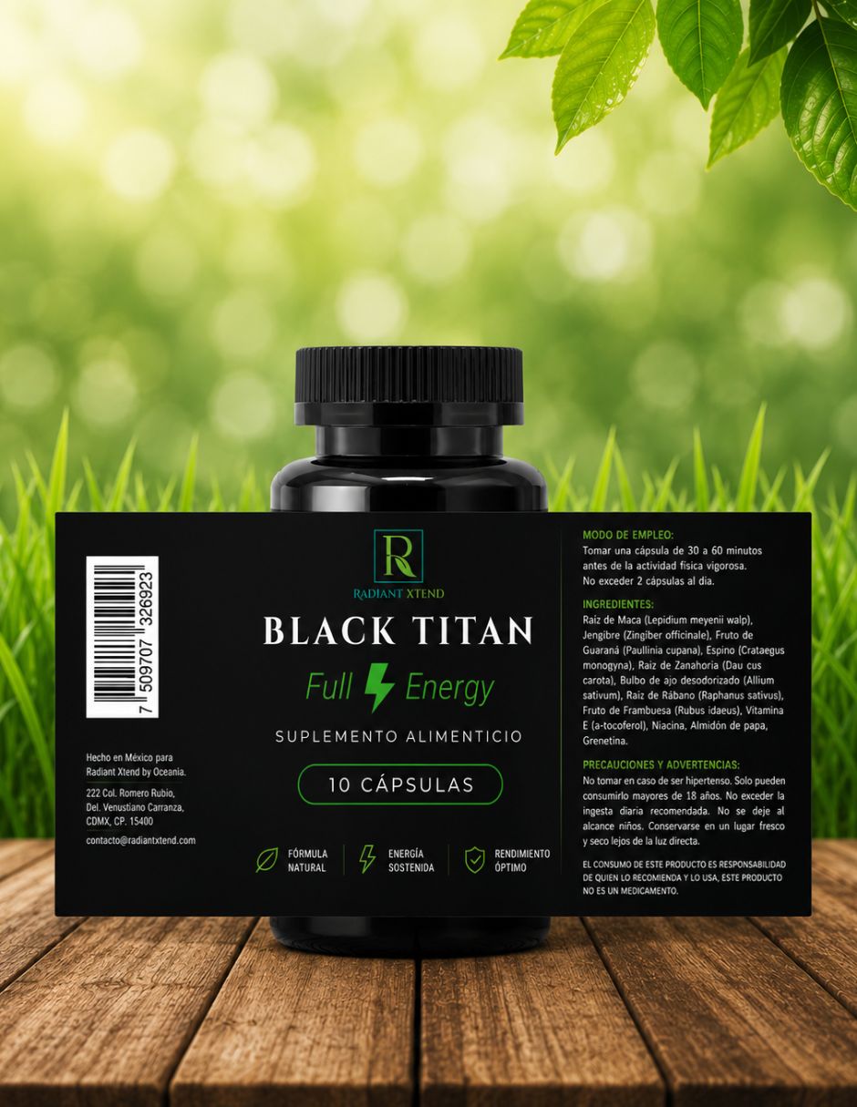 Black titan con 8 mushroom complex sabor natural de 10 tabletas 2