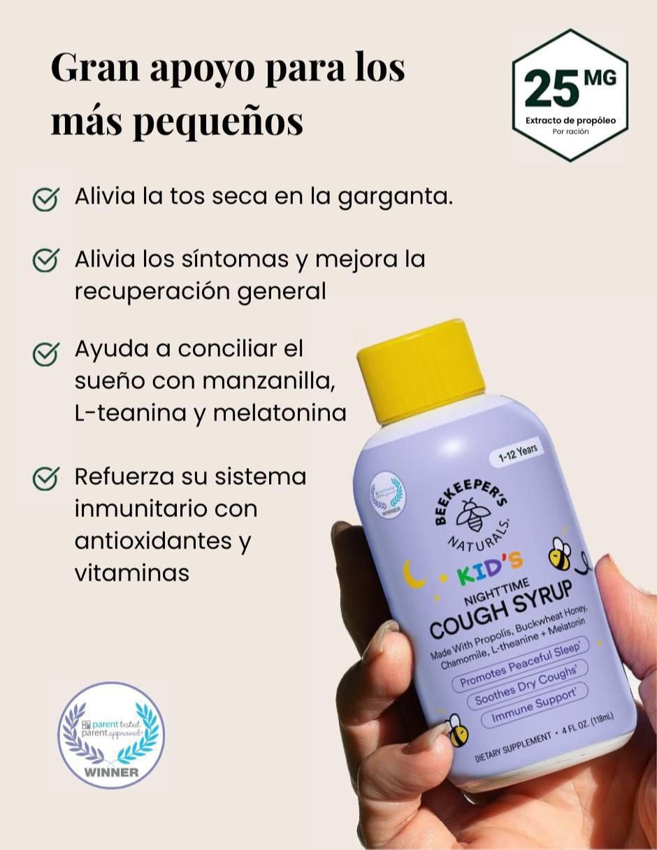 Beekeepers Naturals Kids jarabe infantil nocturno con miel melipona sabor miel de 118 ml 3