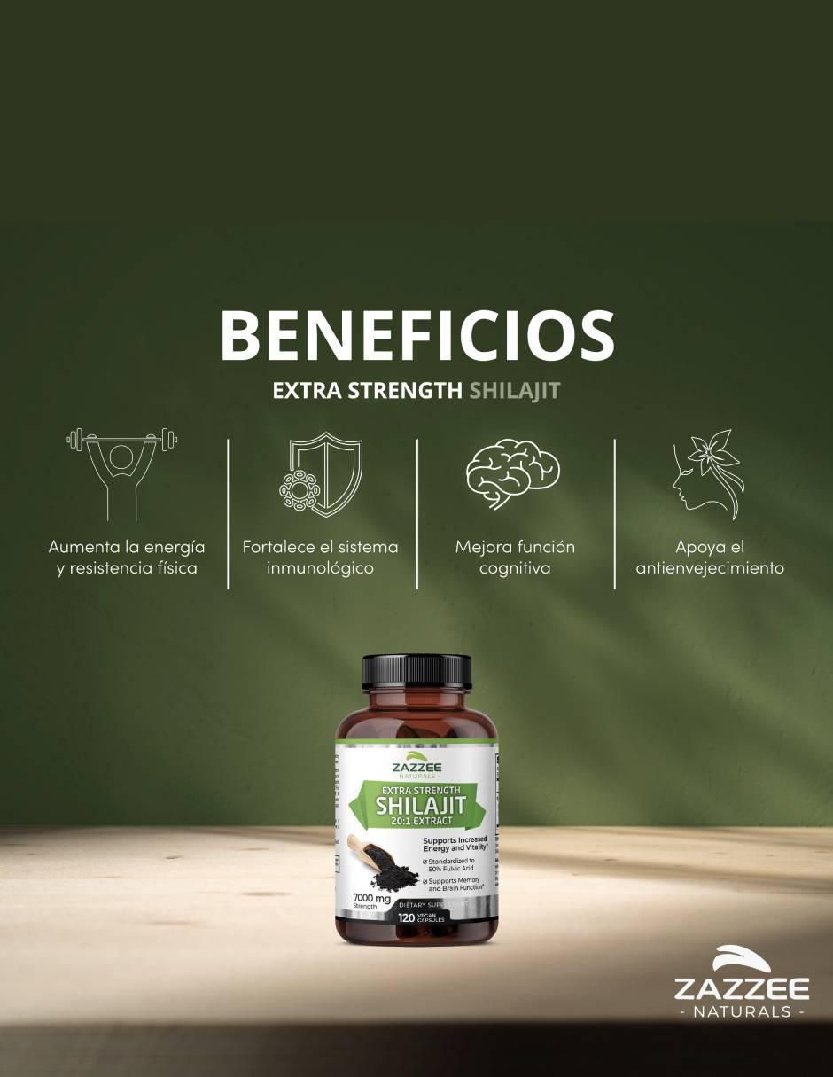 Suplemento alimenticio dietético de Shilajit Zazzee de 120 cápsulas