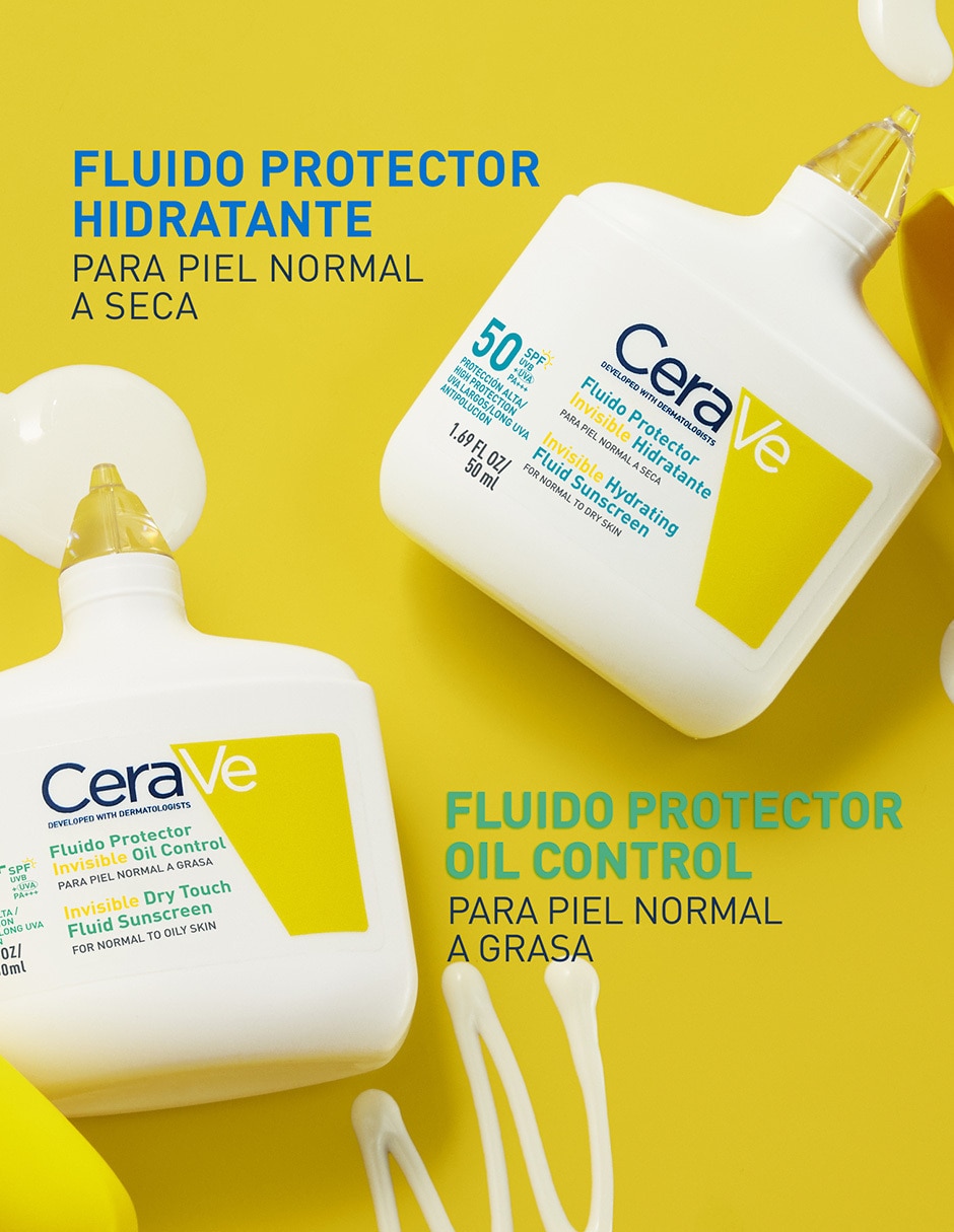 Protector solar FPS 50+ fluido invisible hidratante CeraVe Suncare 50 ml