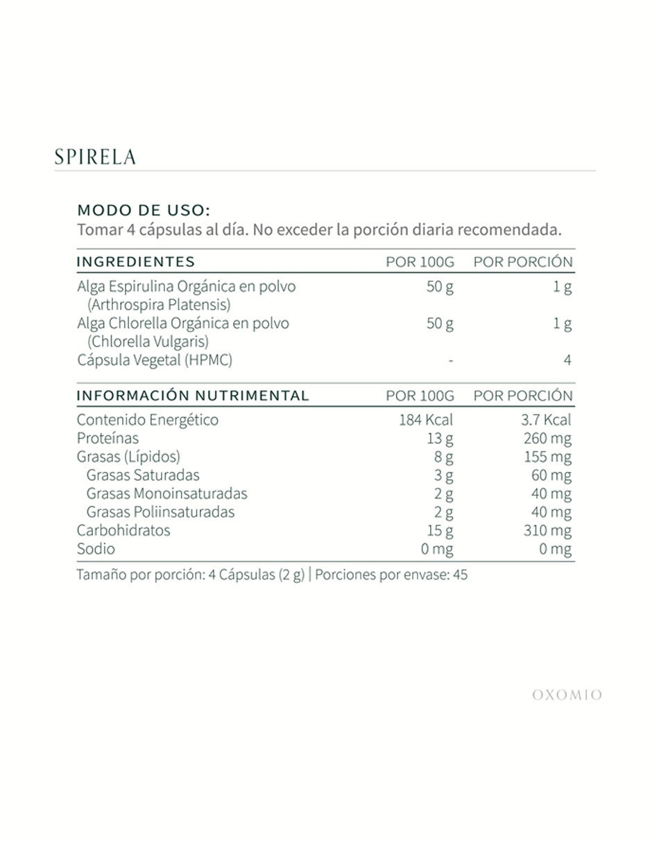 Spirela con espirulina de 180 cápsulas 2