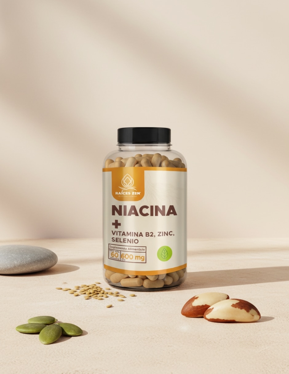 Niacinamida Selenio y Zinc RAÍCES ZEN con Niacinamida de 60 capsulas 6