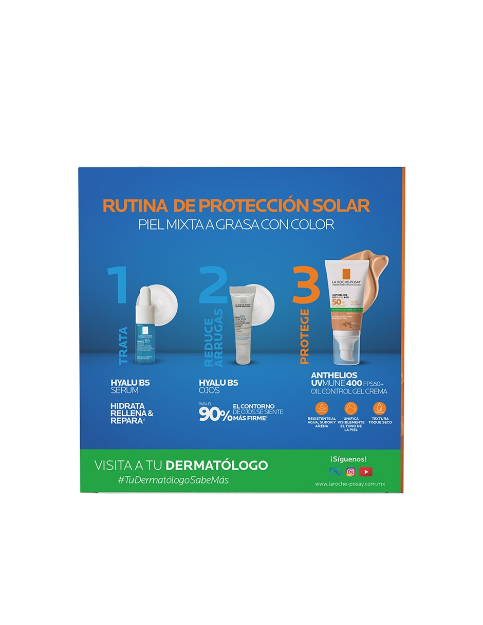 Kit de protector solar fps 50+ la roche-posay pack anthelios uvmune toque seco con color verano la roche posay anthelios