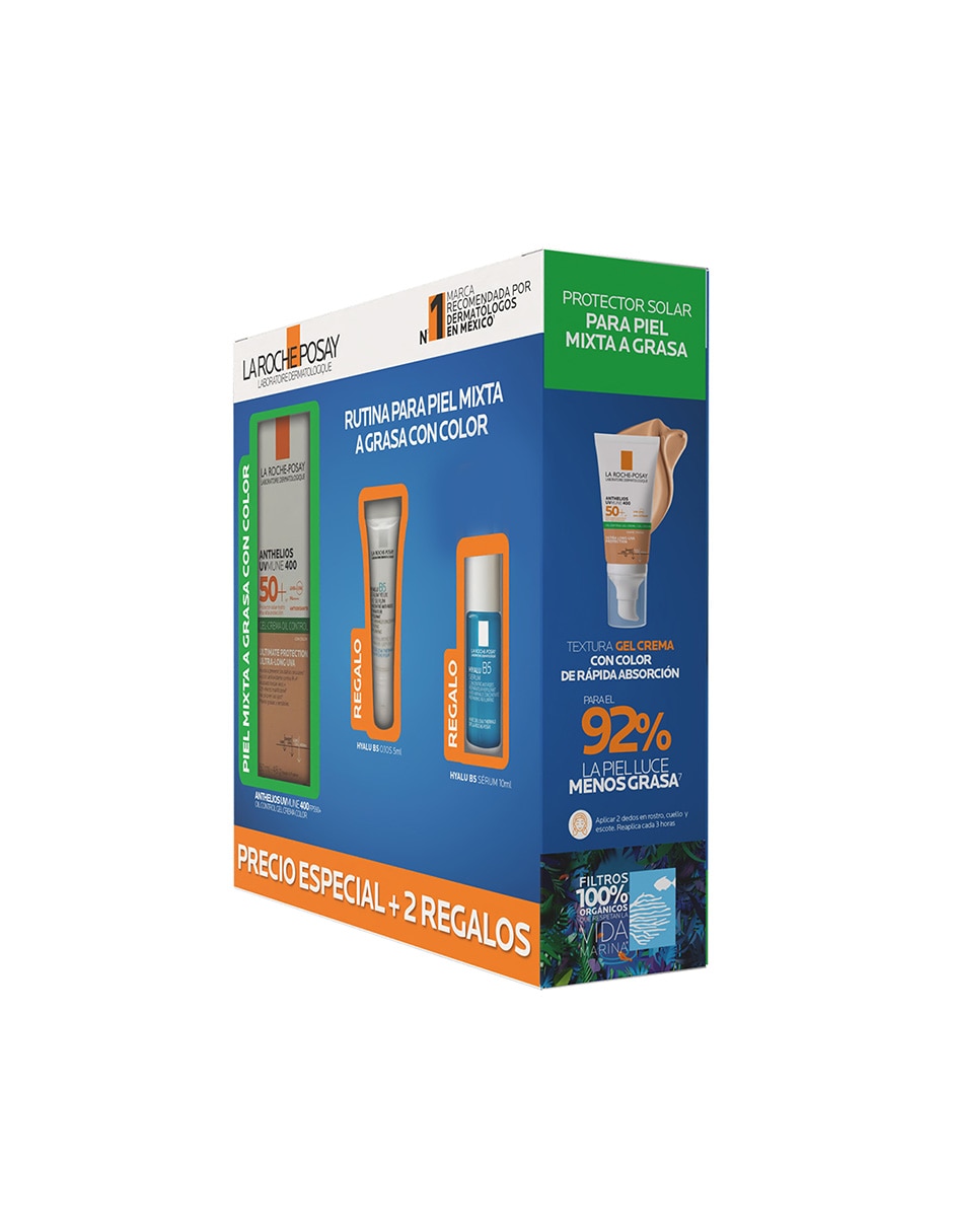 Kit de protector solar fps 50+ la roche-posay pack anthelios uvmune toque seco con color verano la roche posay anthelios
