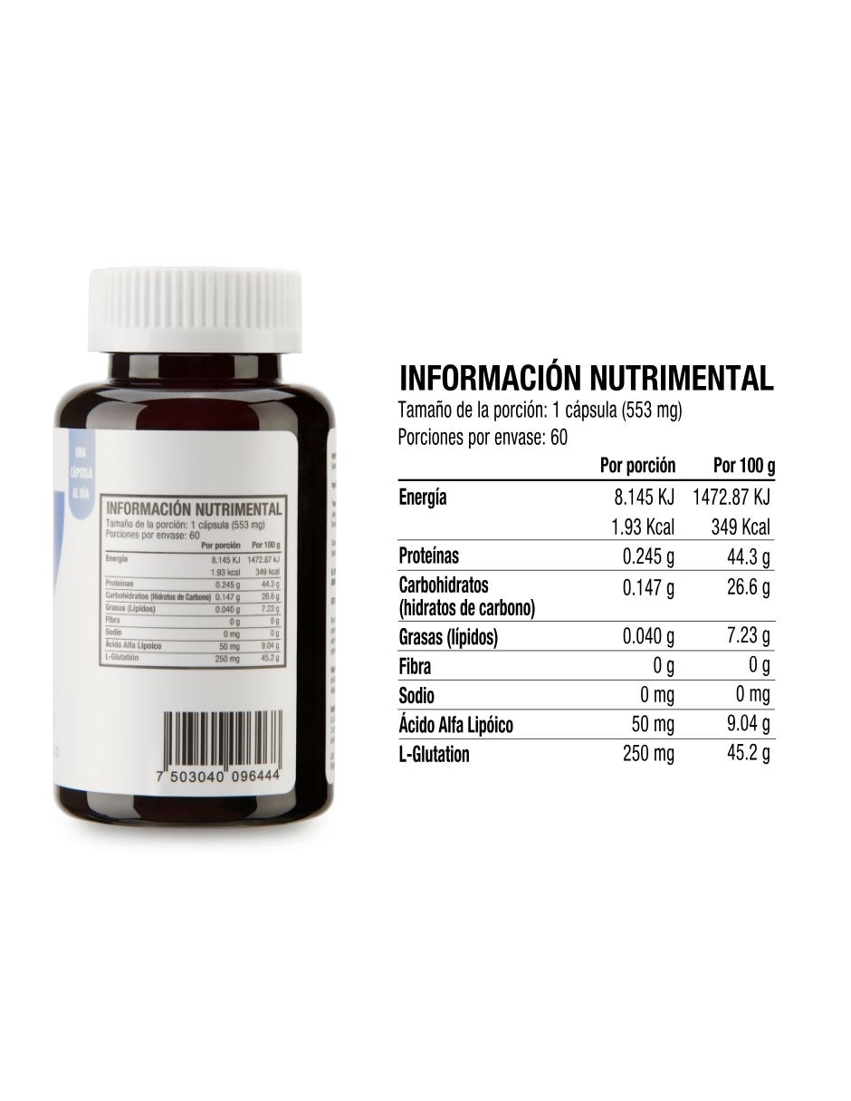 Glutation 250mg con 60 cápsulas rinde 60 porciones que refuerzan el sistema inmunológico 6