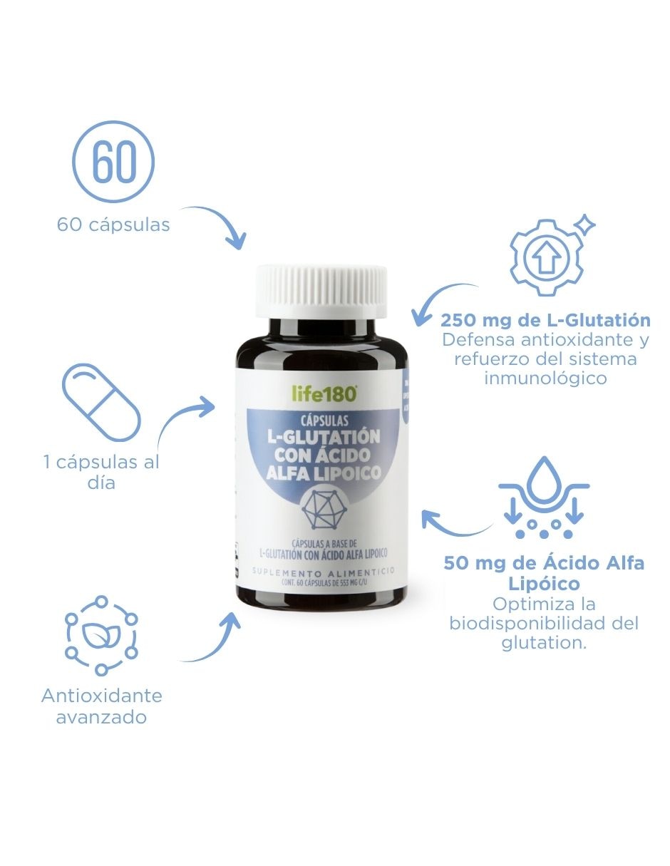 Glutation 250mg con 60 cápsulas rinde 60 porciones que refuerzan el sistema inmunológico 2