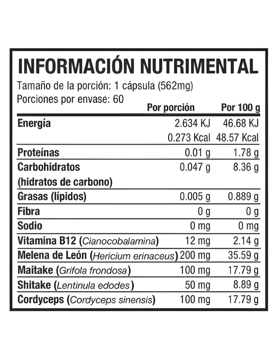 Suplementos alimenticios multi adapatógenos (melena de león maitake shitake y cordyceps) life 180 de 60 cápsulas para 60 po life 180 con melena de león
