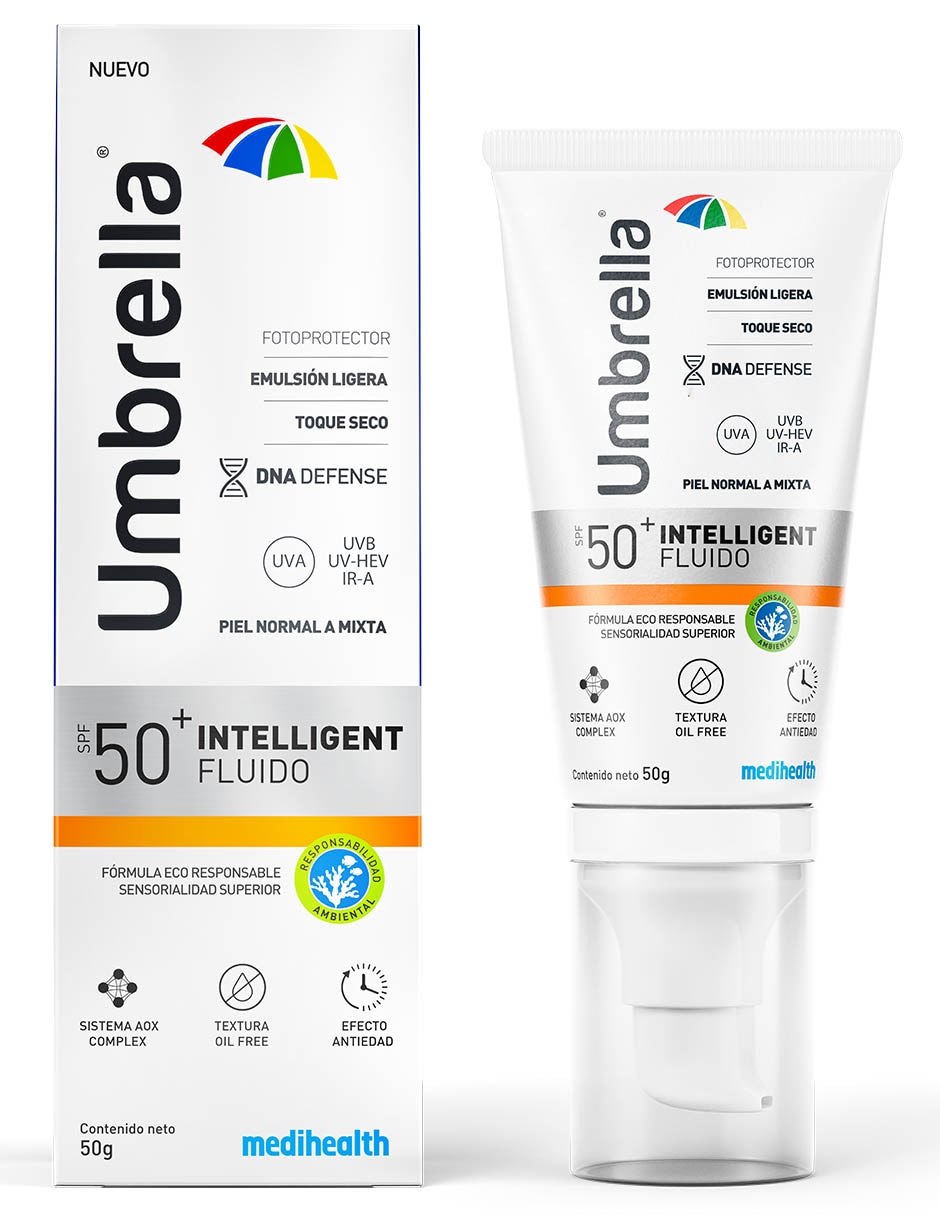 Protector solar FPS 50+ Umbrella Intelligen Fluido Italmex 50 g