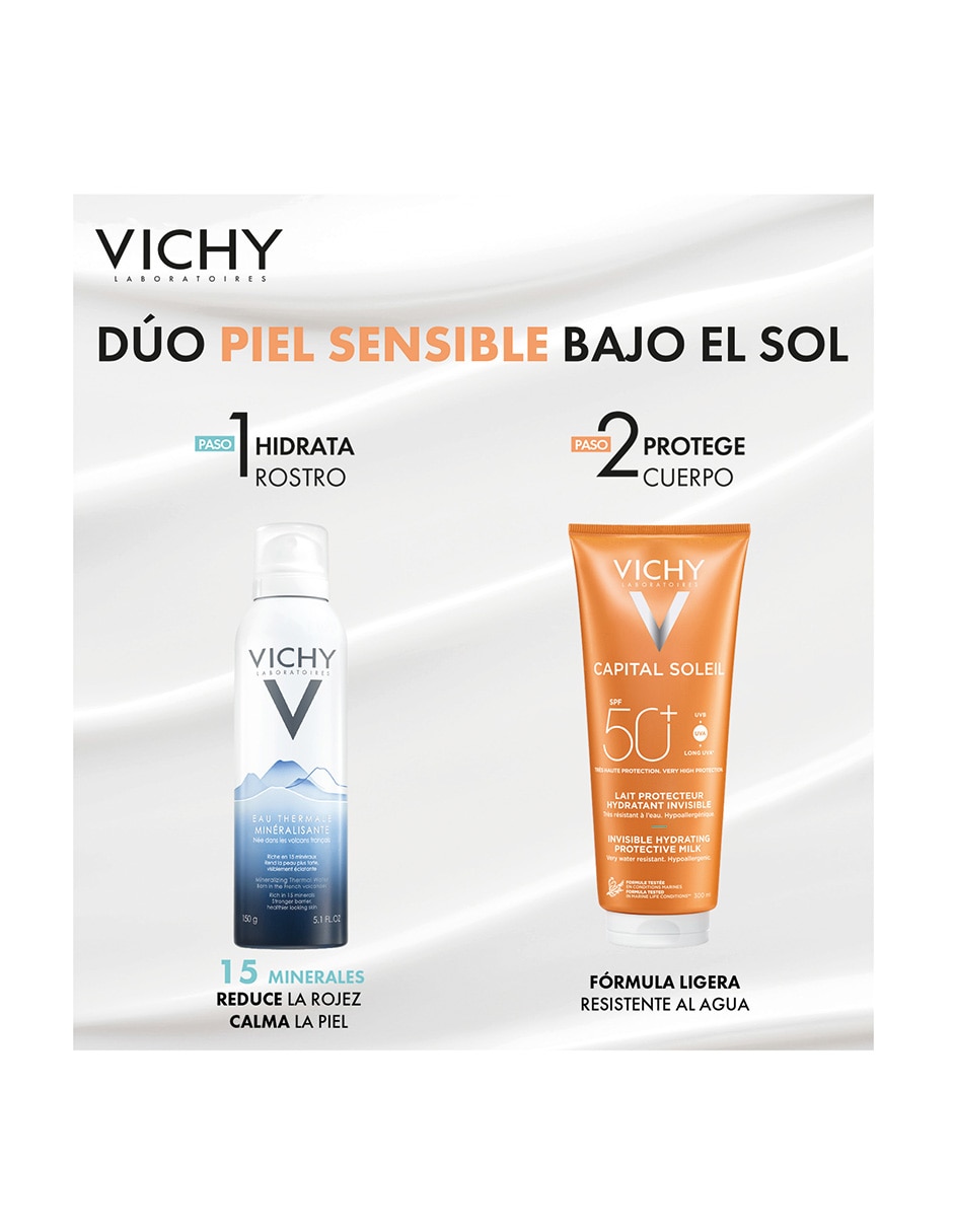 Kit de protector solar FPS 50+ Kit Family + Agua Termal Ver 2026 capital Soleil 3
