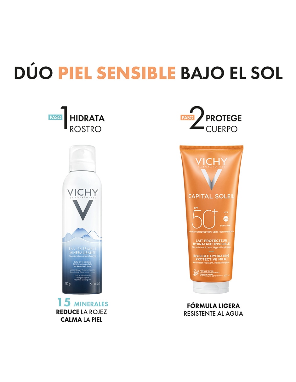 Kit de protector solar FPS 50+ Kit Family + Agua Termal Ver 2026 capital Soleil 6